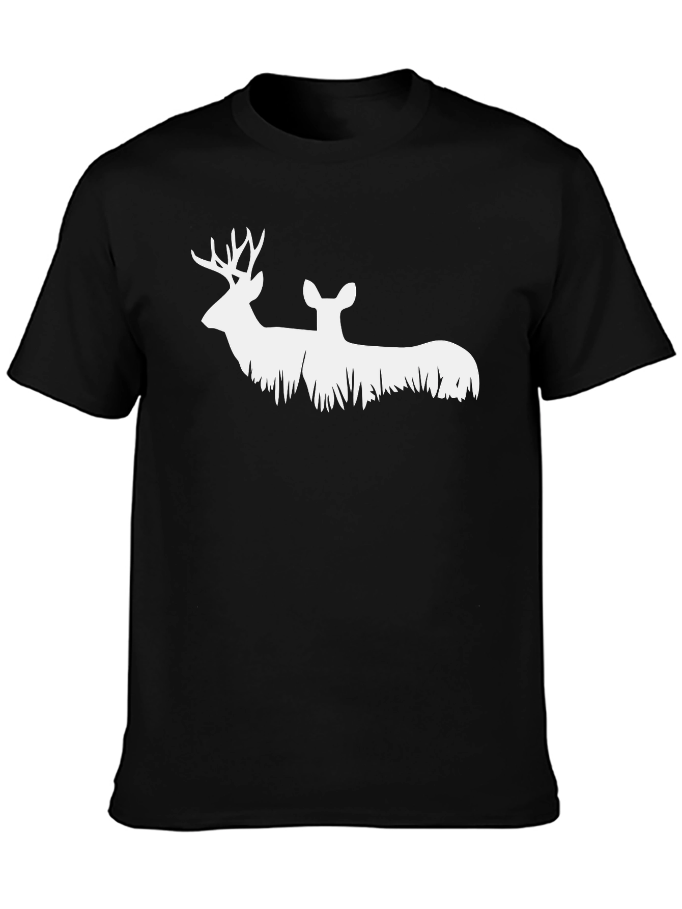 Deer Silhouette Graphic Tee - Black Cotton Blend