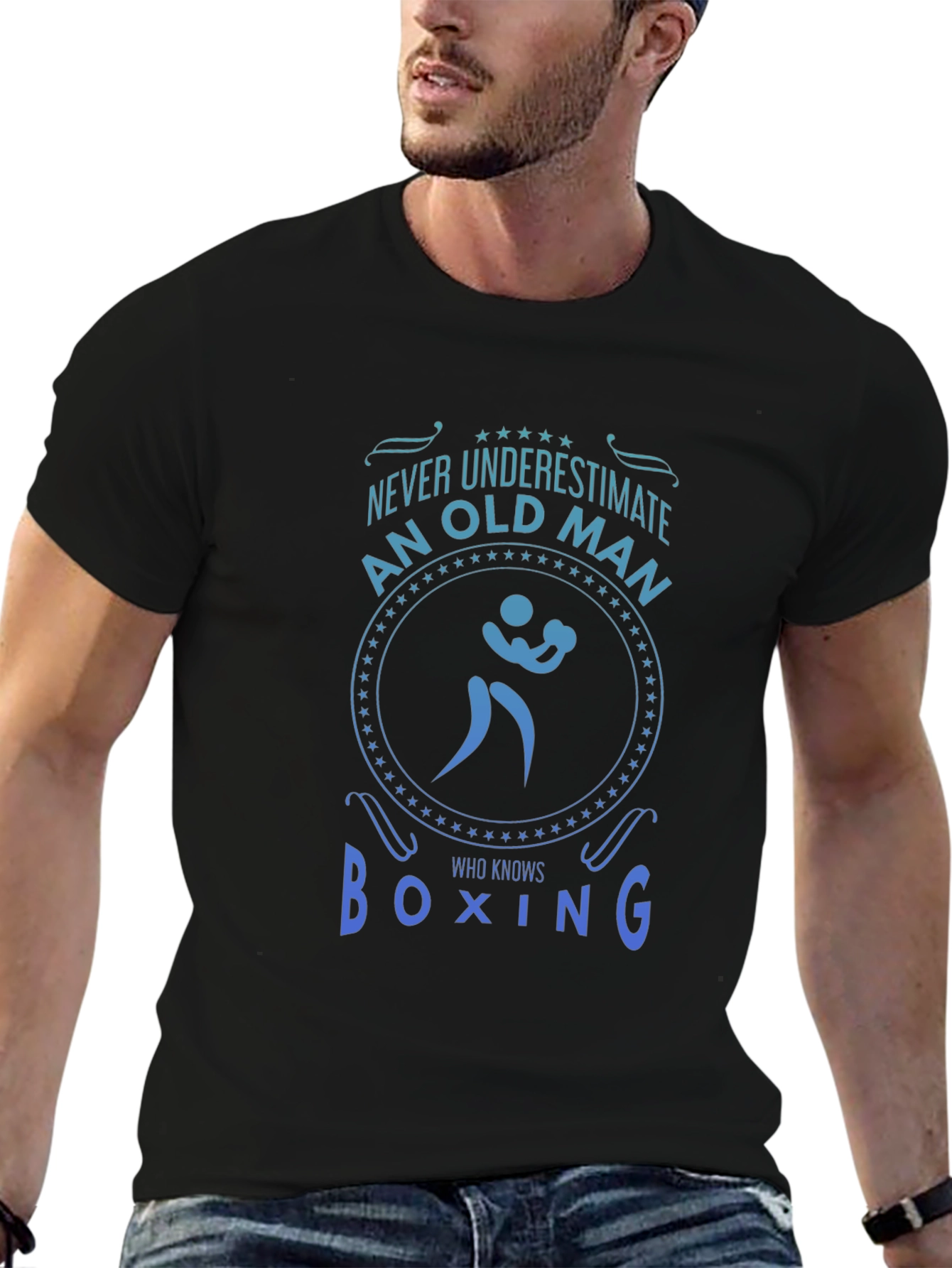 Never Underestimate An Old Man Who Knows Boxing T-Shirt