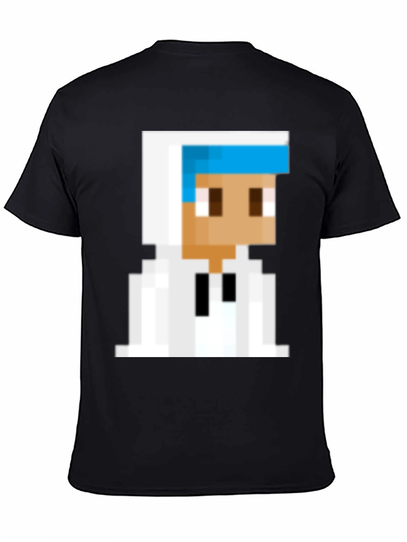 Pixelated Character Graphic Tee - Black Cotton Blend