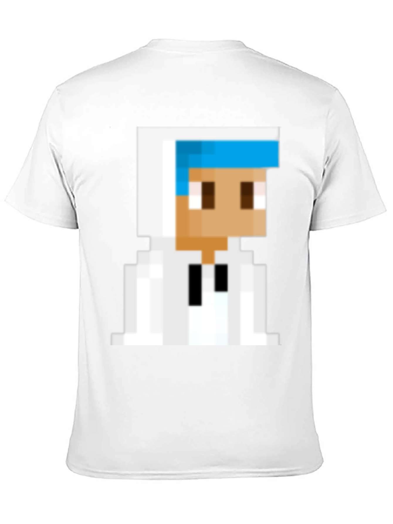 Pixelated Character Graphic Tee - Black Cotton Blend
