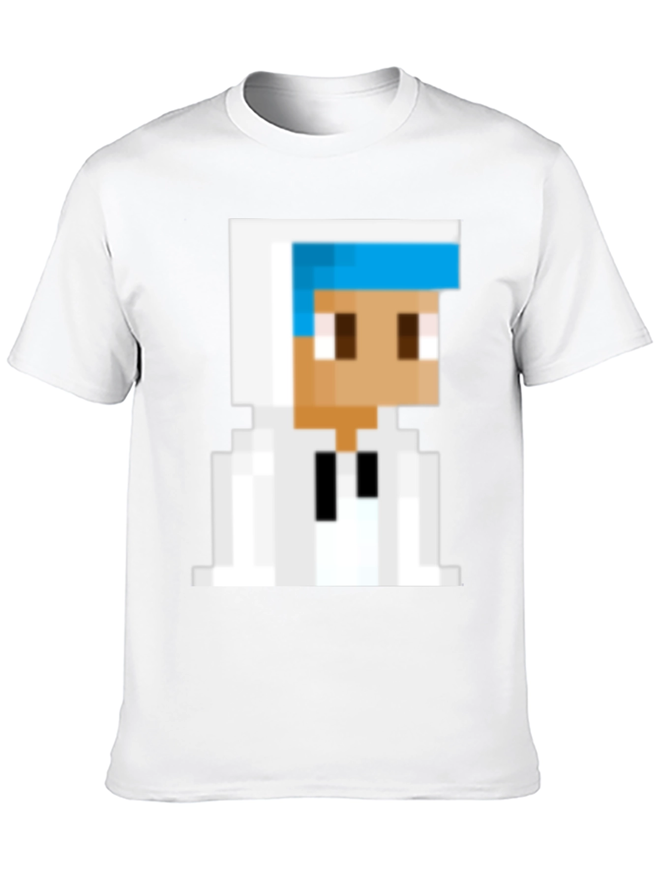 Pixelated Character Graphic Tee - Black Cotton Blend