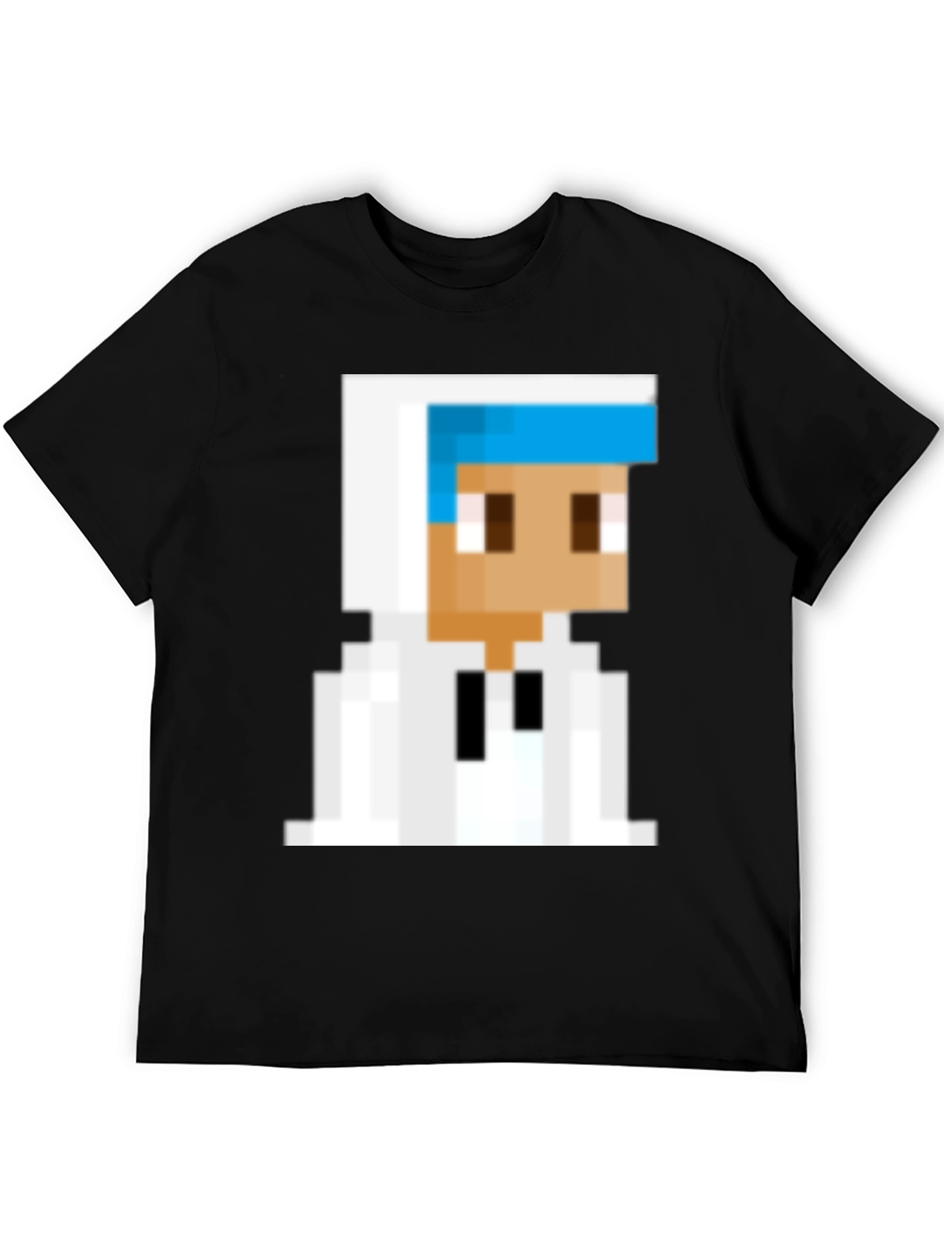 Pixelated Character Graphic Tee - Black Cotton Blend