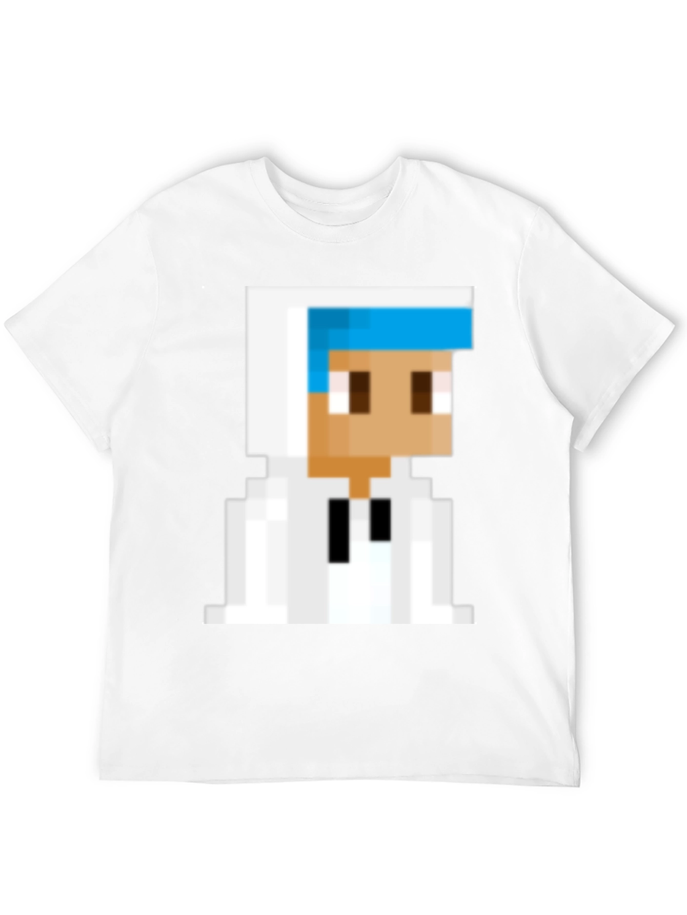 Pixelated Character Graphic Tee - Black Cotton Blend