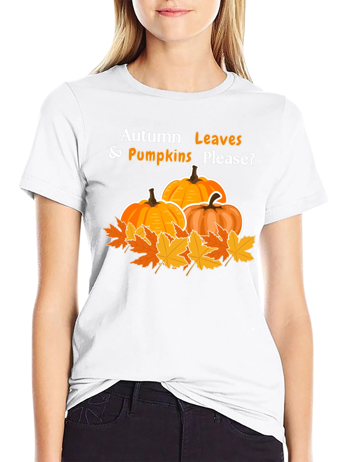 Autumn Leaves and Pumpkins Please T-Shirt