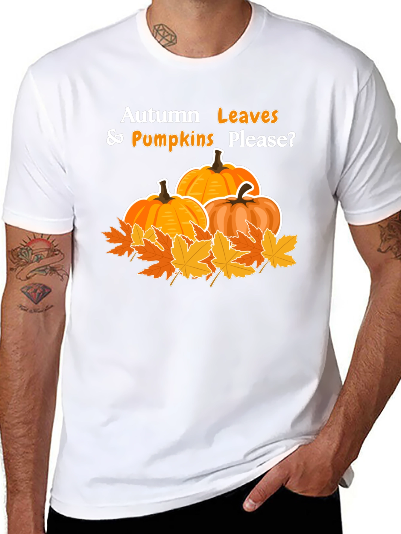 Autumn Leaves and Pumpkins Please T-Shirt