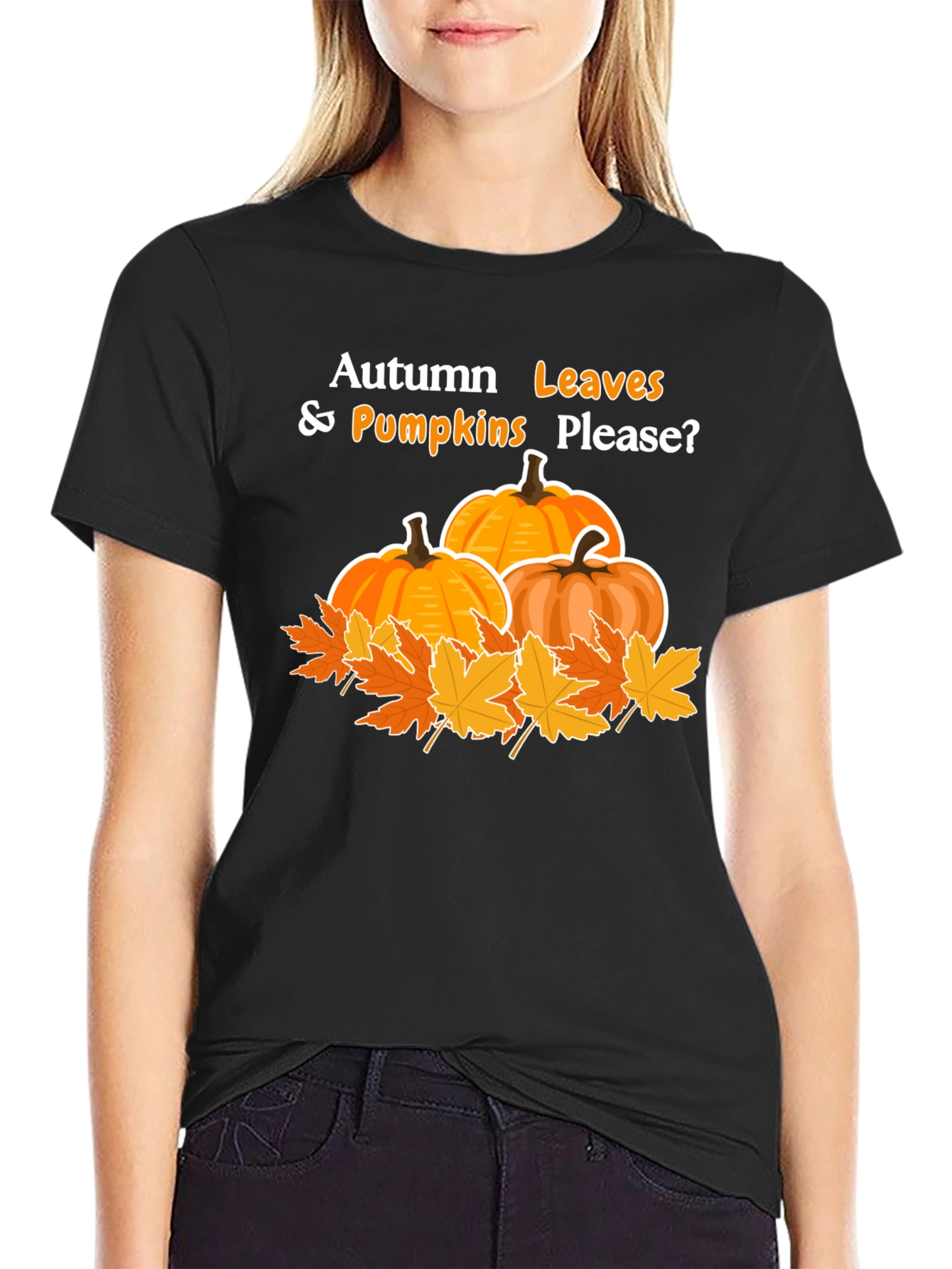 Autumn Leaves and Pumpkins Please T-Shirt