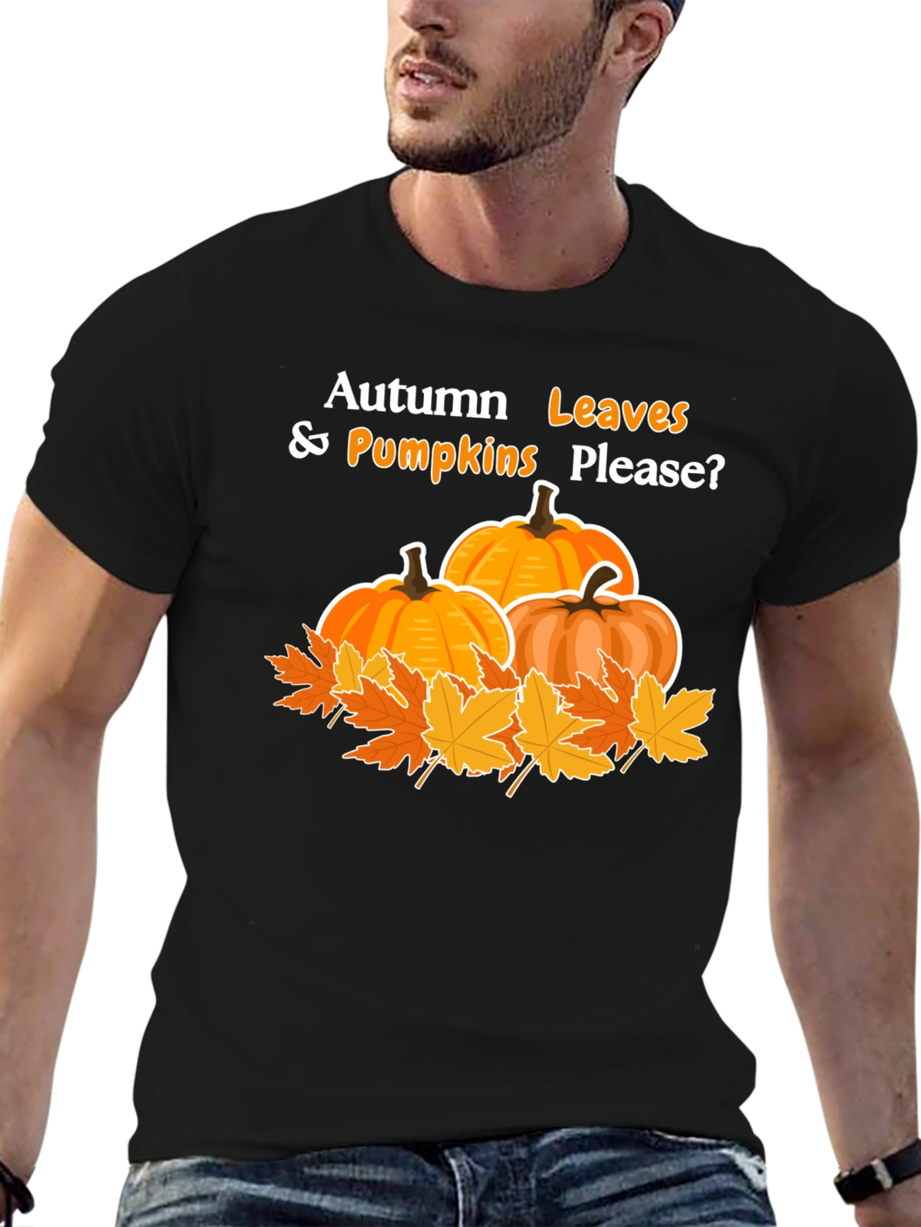 Autumn Leaves and Pumpkins Please T-Shirt