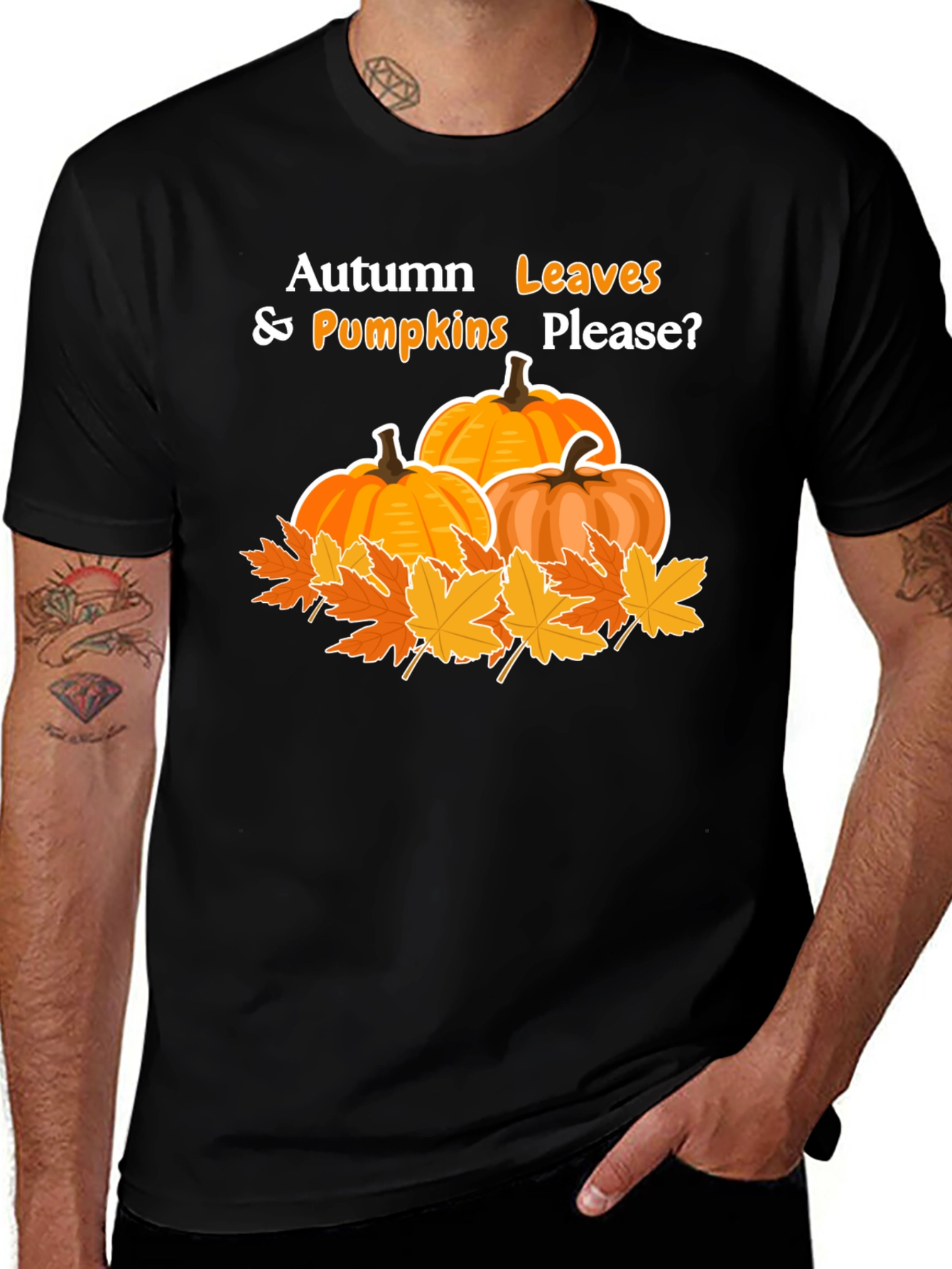 Autumn Leaves and Pumpkins Please T-Shirt