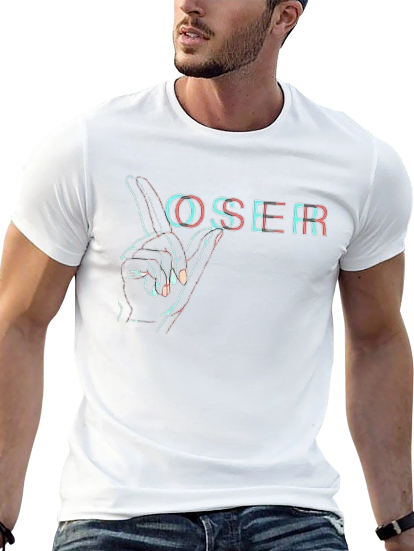 Loser Hand Sign Graphic Tee - Trendy Statement Shirt