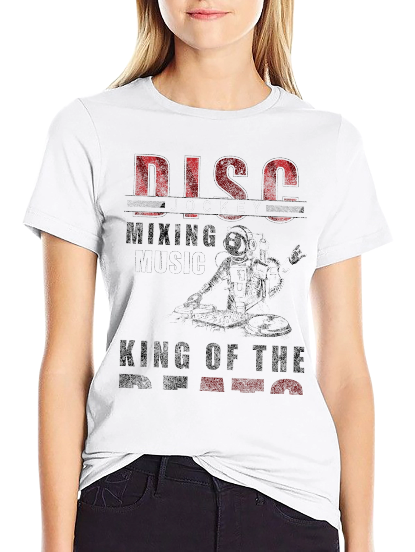 Disco Mixing Astronaut Graphic T-Shirt