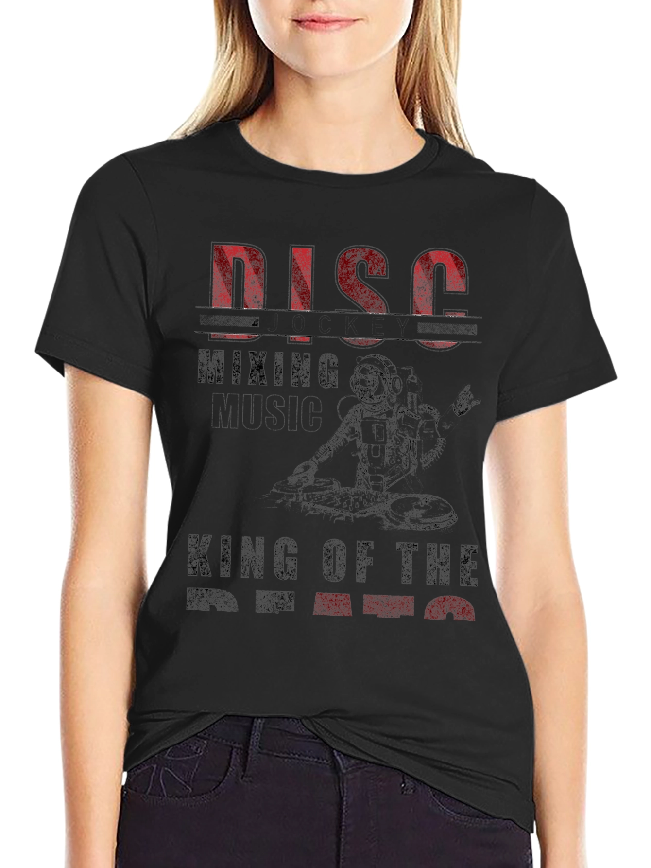 Disco Mixing Astronaut Graphic T-Shirt