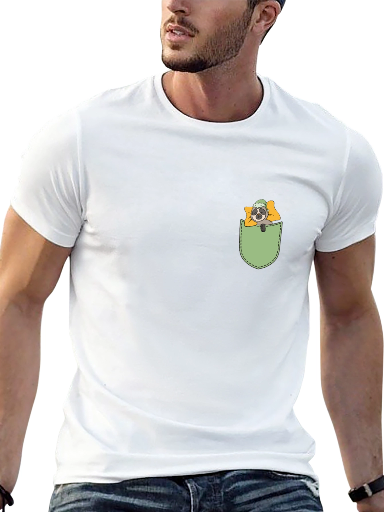 Pocket Sloth Graphic Tee - Relaxed Comfort