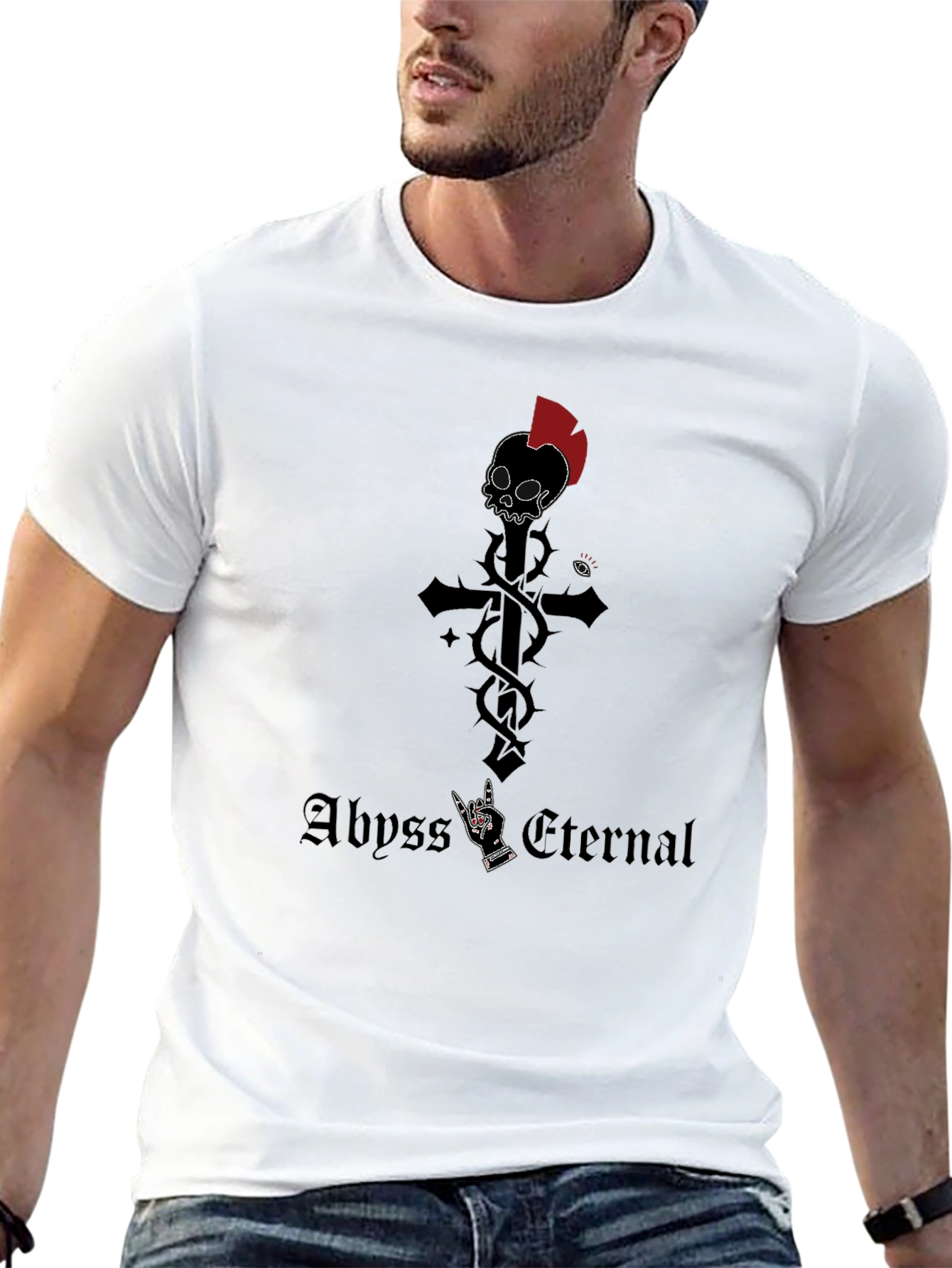 Abyss Eternal Graphic Tee - Skull Cross Design