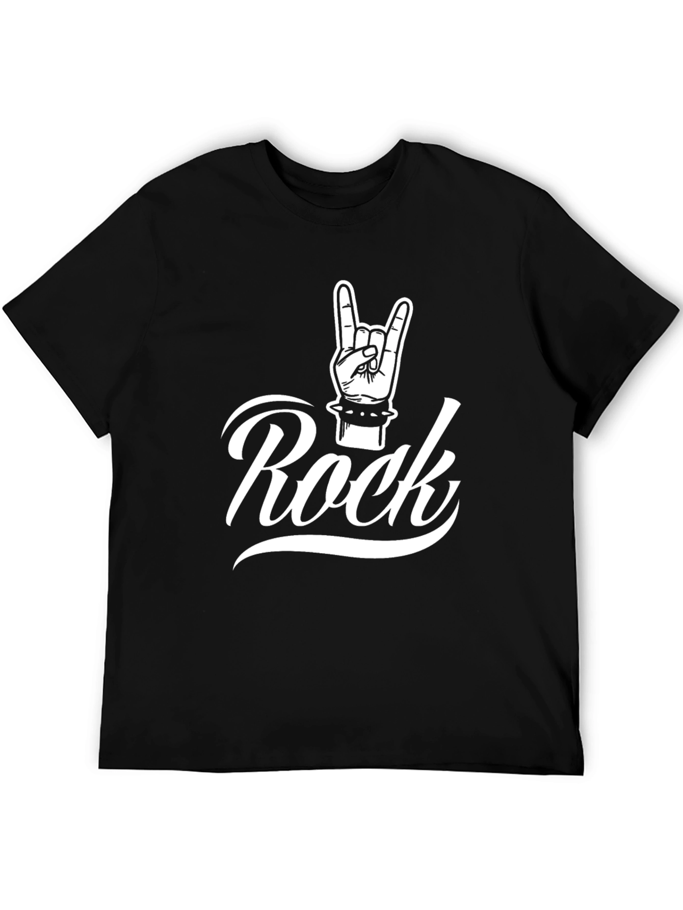 Rock Hand Gesture Graphic Black T-Shirt