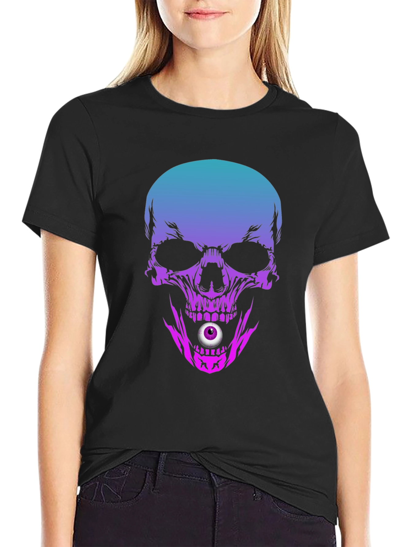 Skull T-Shirt: Gradient Skull with Eyeball Design