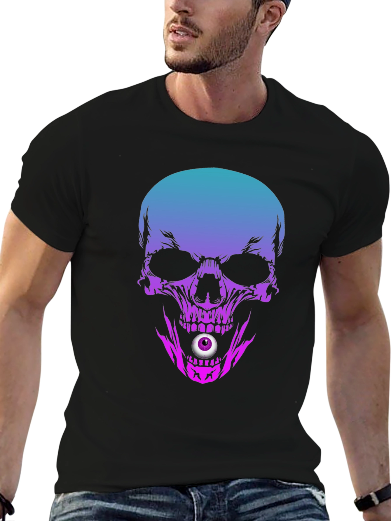 Skull T-Shirt: Gradient Skull with Eyeball Design