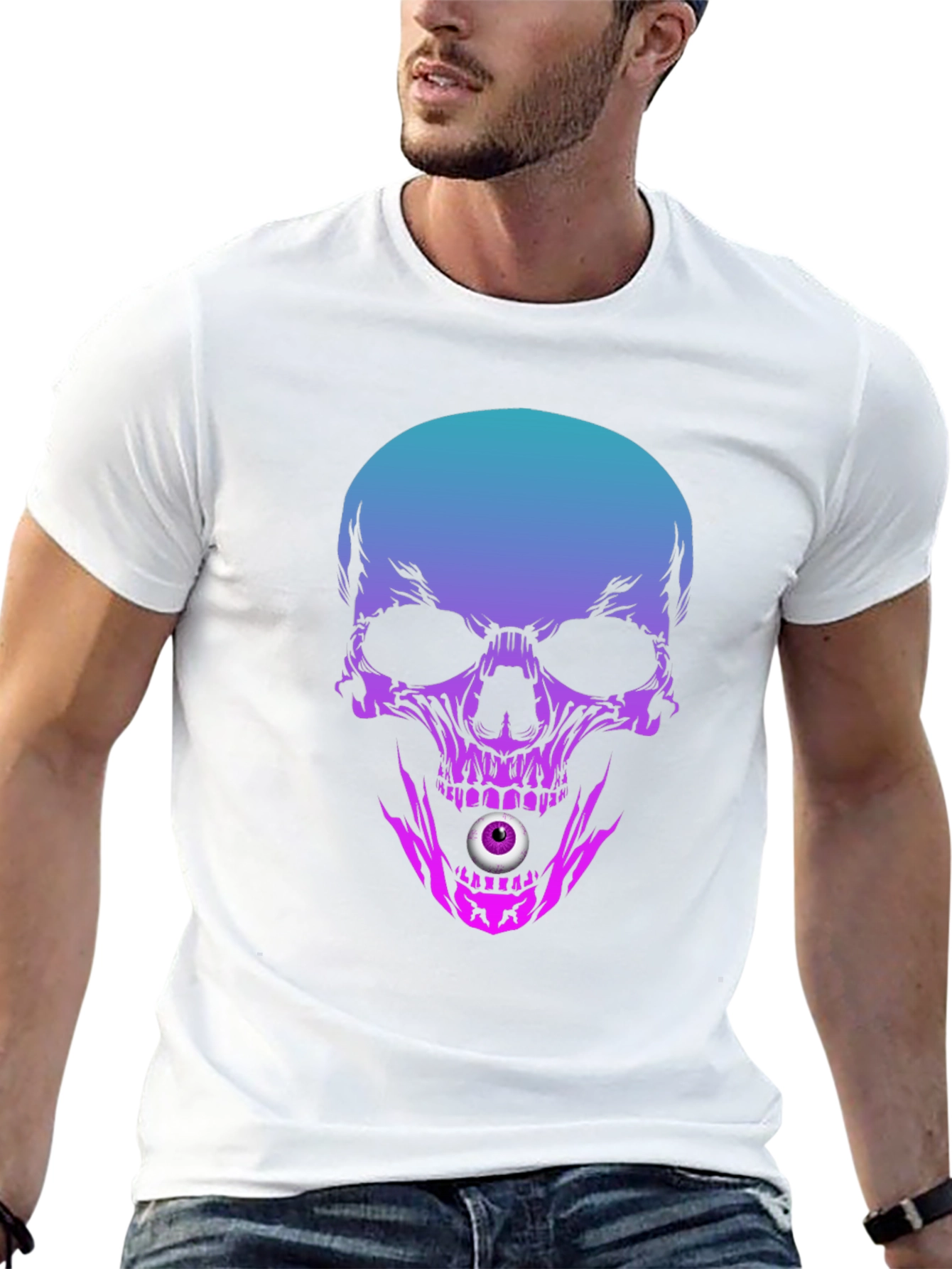 Skull T-Shirt: Gradient Skull with Eyeball Design