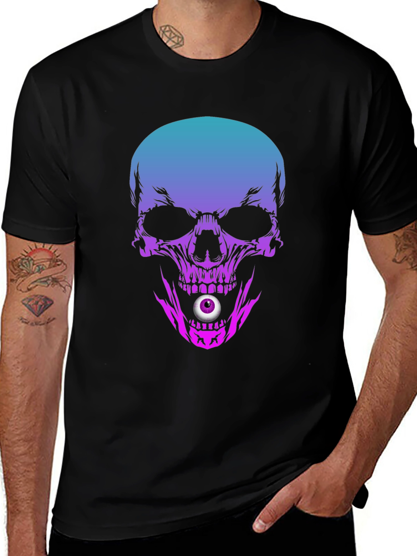 Skull T-Shirt: Gradient Skull with Eyeball Design
