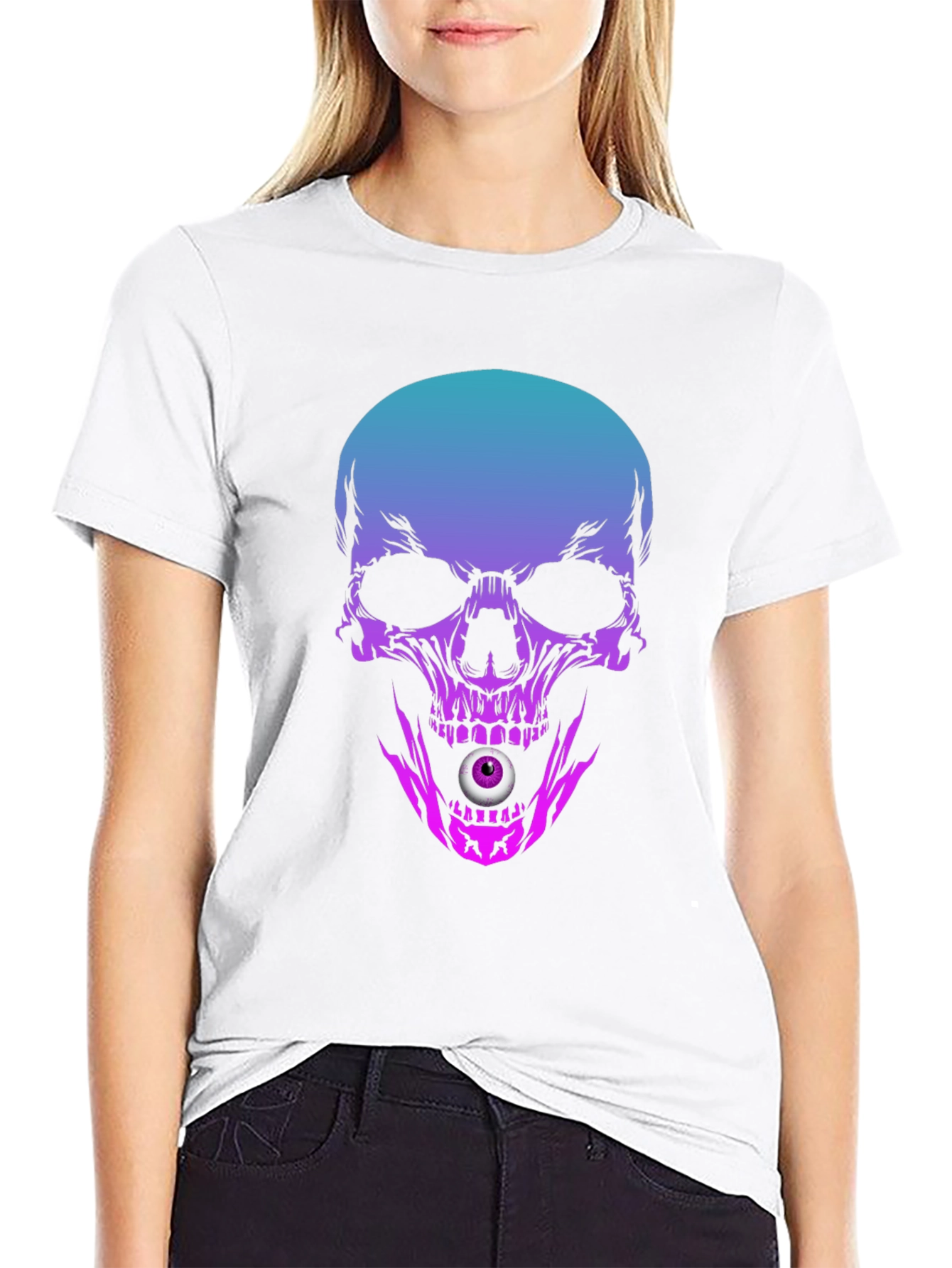 Skull T-Shirt: Gradient Skull with Eyeball Design