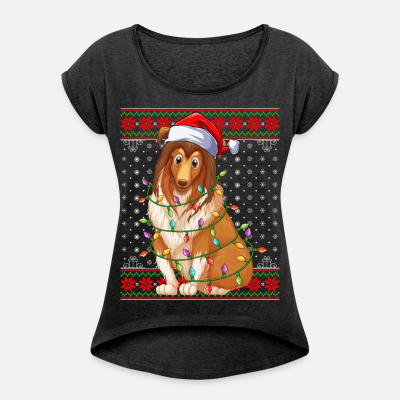 Sheepdog Ugly Christmas Lights