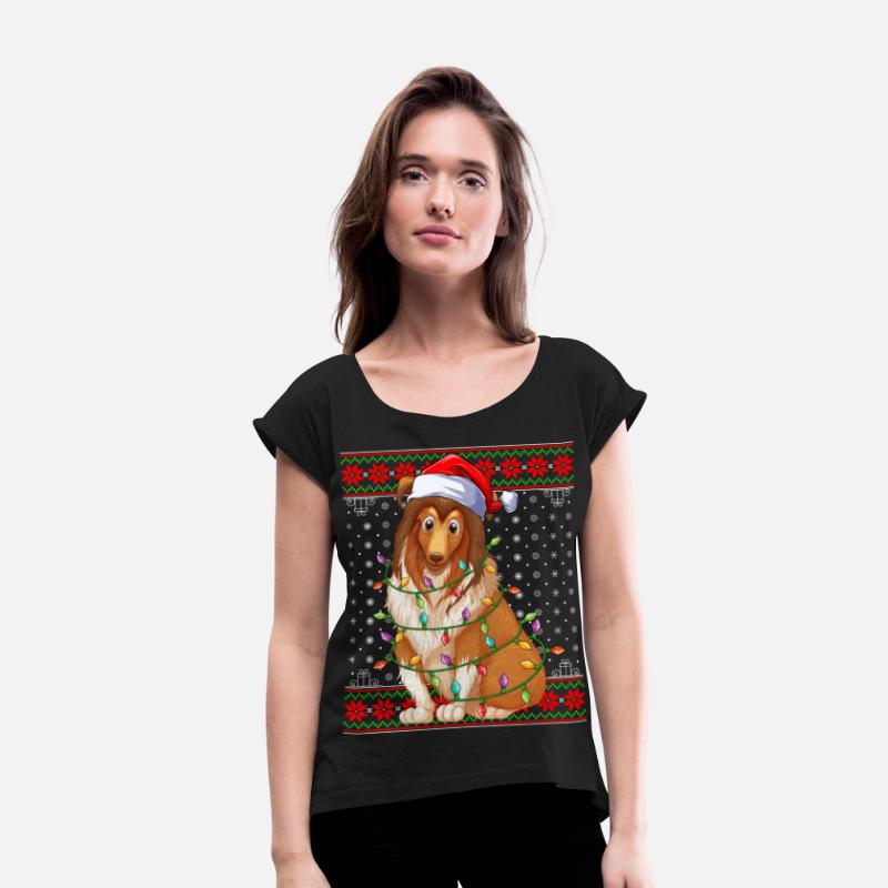 Sheepdog Ugly Christmas Lights