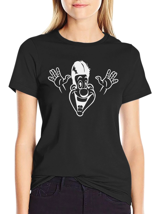 Funny Cartoon Graphic Tee - Black Cotton T-Shirt