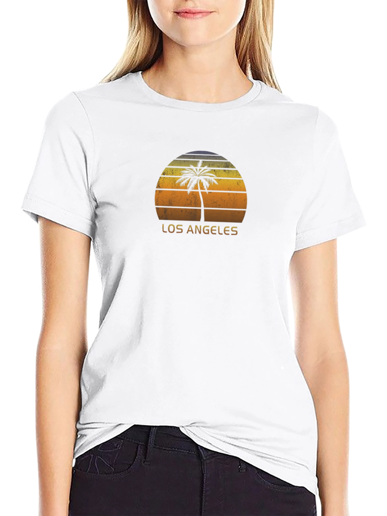Los Angeles Sunset Palm Tree Graphic T-Shirt