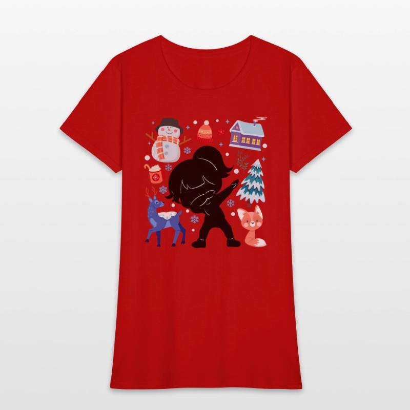 Silhouette Girl Snow Deer Winter Temperate