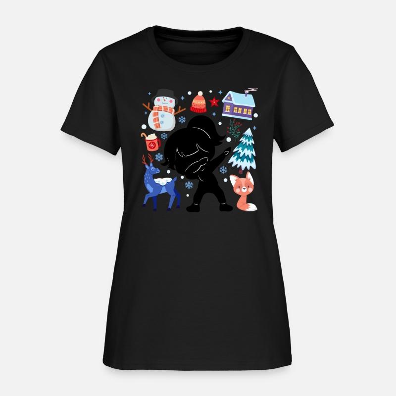 Silhouette Girl Snow Deer Winter Temperate