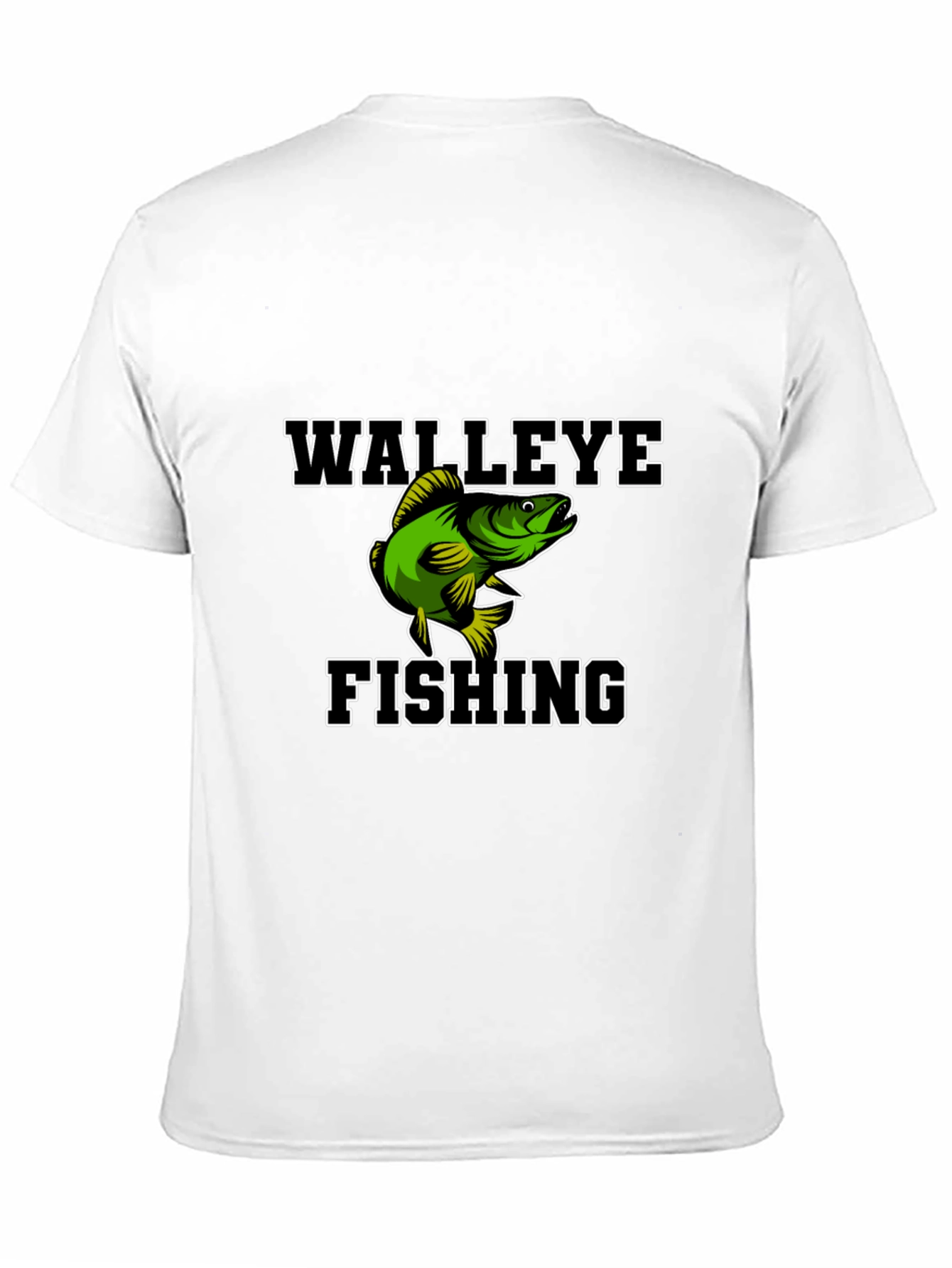 Walleye Fishing Graphic Tee - Black Cotton Blend Shirt