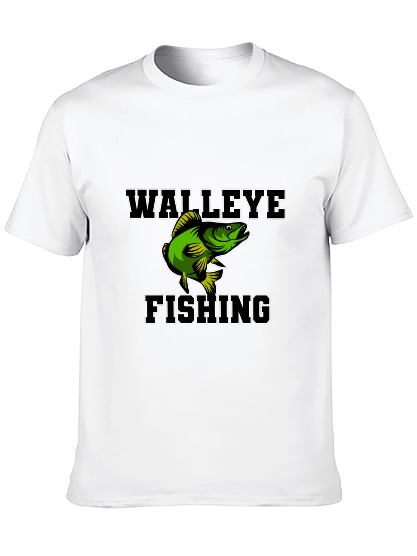 Walleye Fishing Graphic Tee - Black Cotton Blend Shirt
