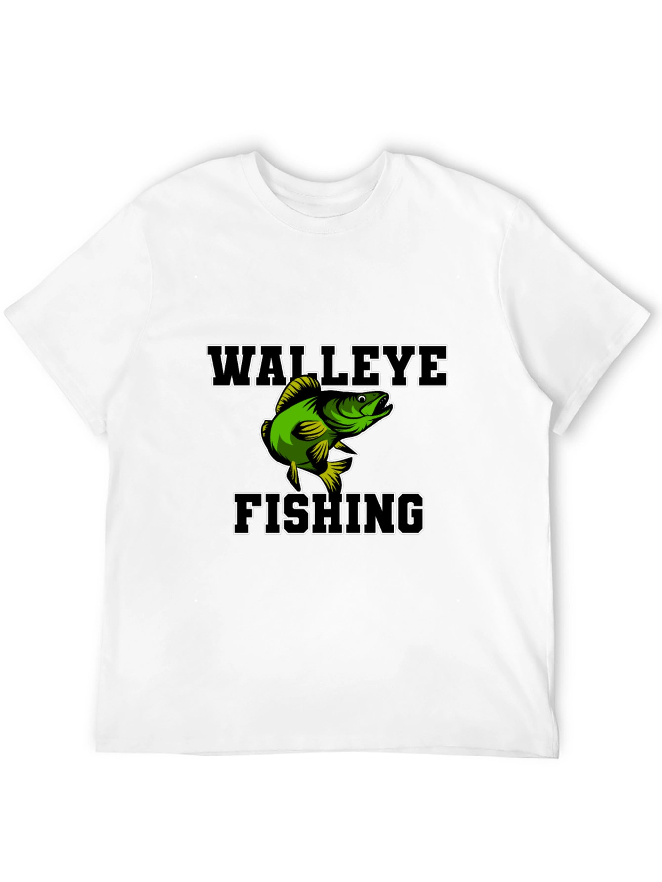 Walleye Fishing Graphic Tee - Black Cotton Blend Shirt
