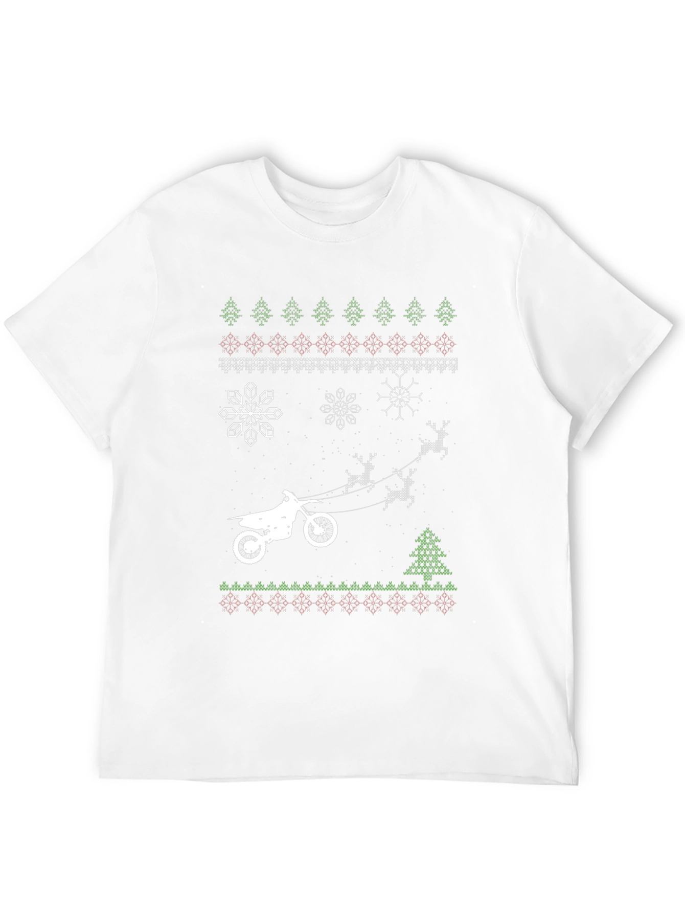 Dirt Bike Christmas Ugly Sweater Style T-Shirt