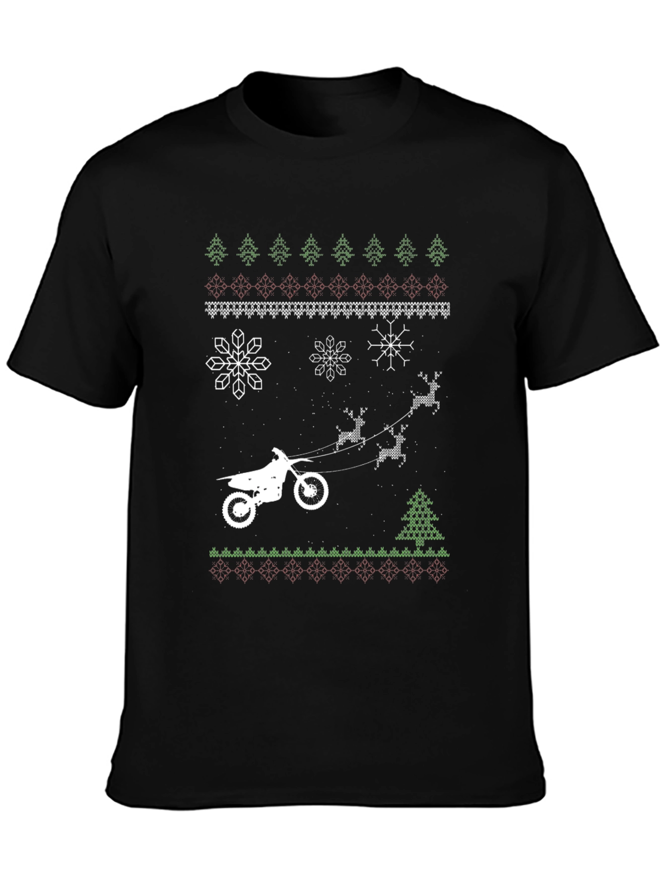 Dirt Bike Christmas Ugly Sweater Style T-Shirt