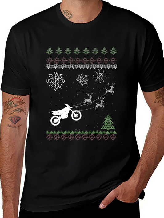 Dirt Bike Christmas Ugly Sweater Style T-Shirt