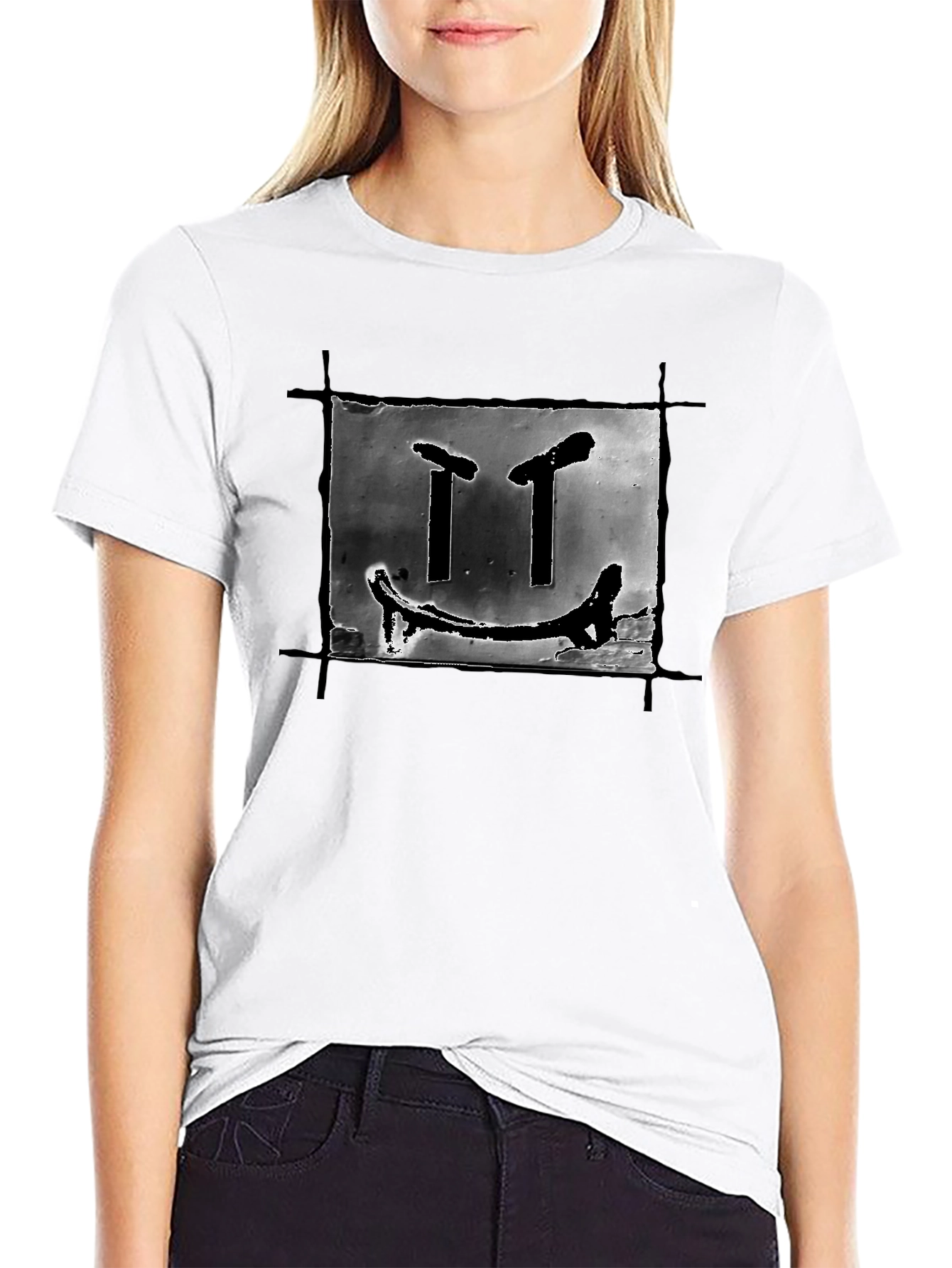 Distressed Smiley Face Graphic Tee