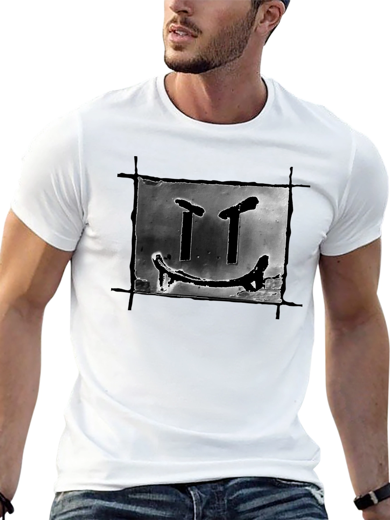 Distressed Smiley Face Graphic Tee