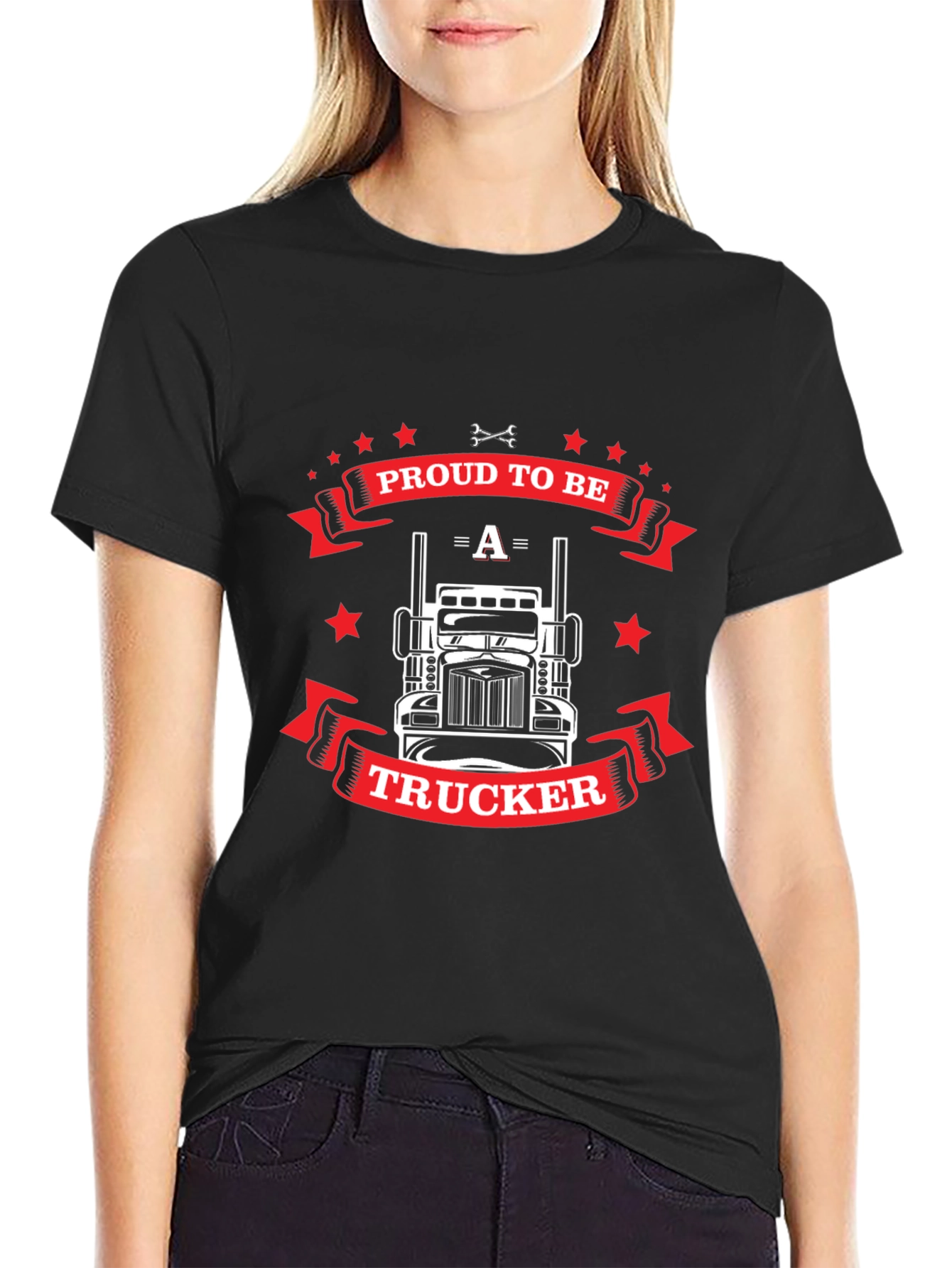 Proud Trucker Graphic T-Shirt - Black