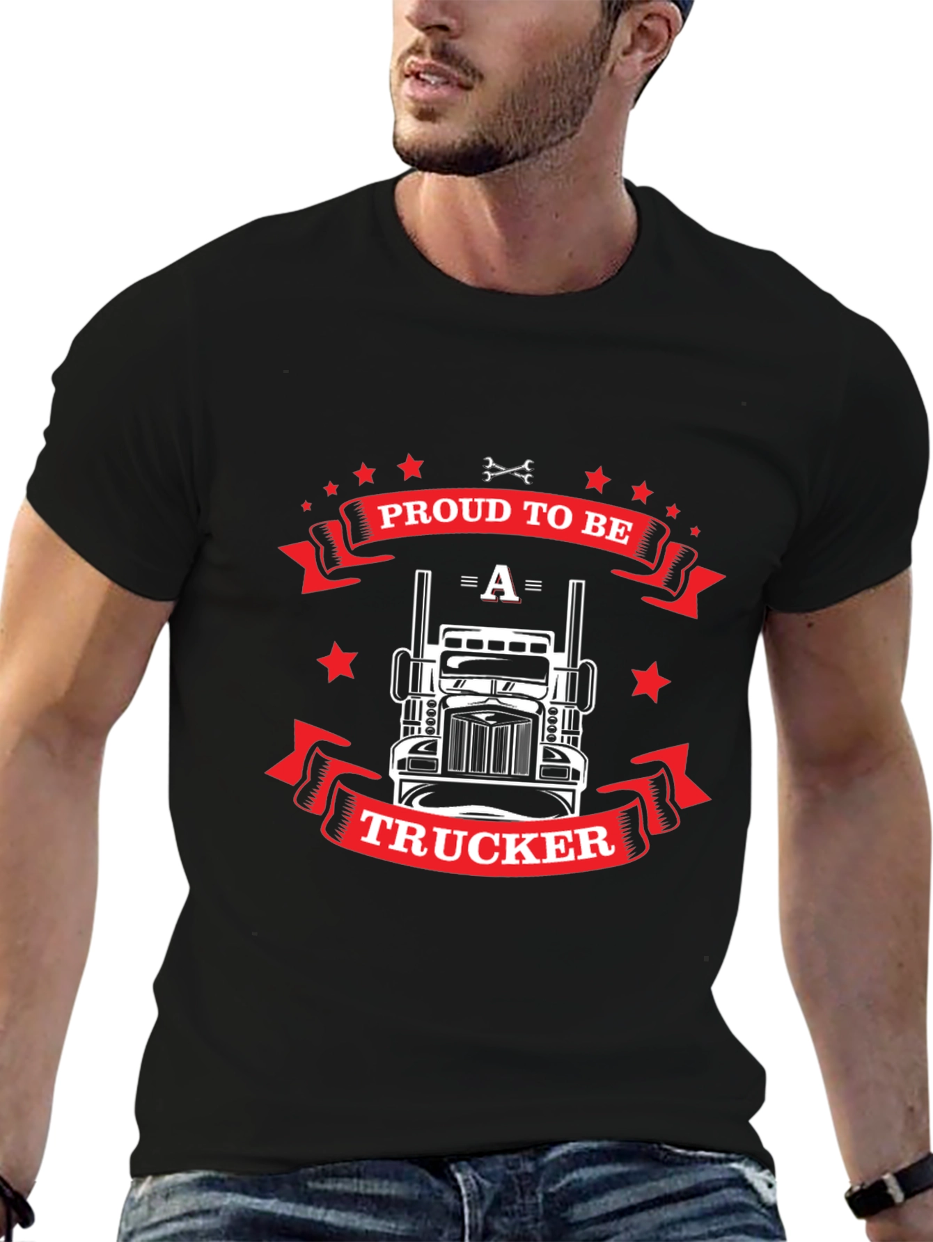 Proud Trucker Graphic T-Shirt - Black