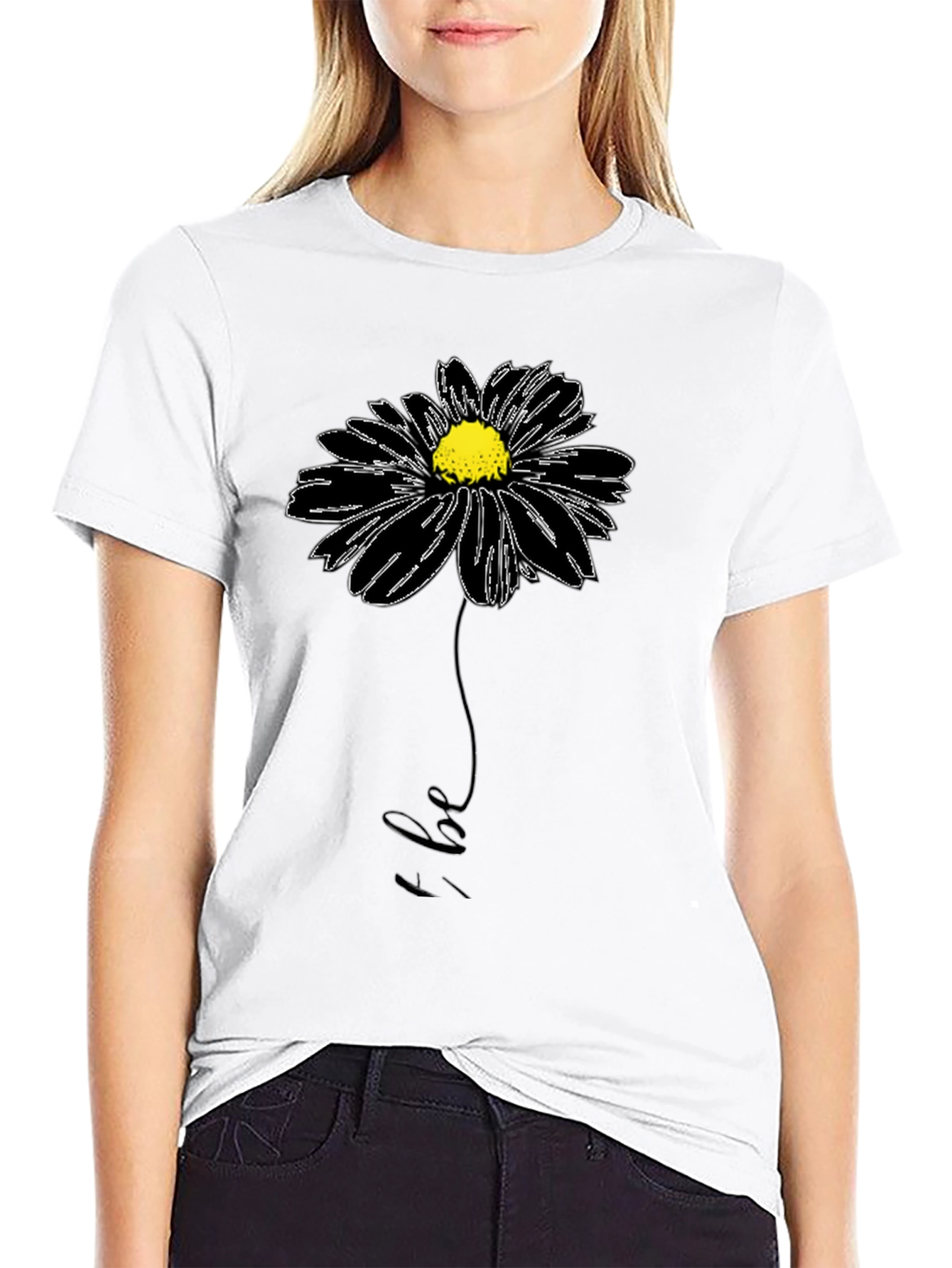 Black Floral Be Graphic Tee