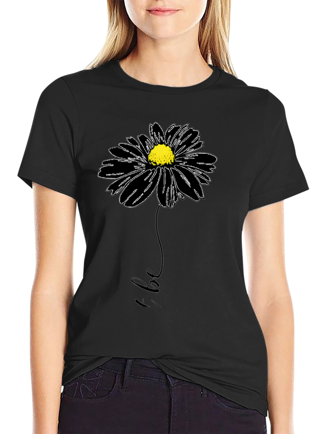 Black Floral Be Graphic Tee