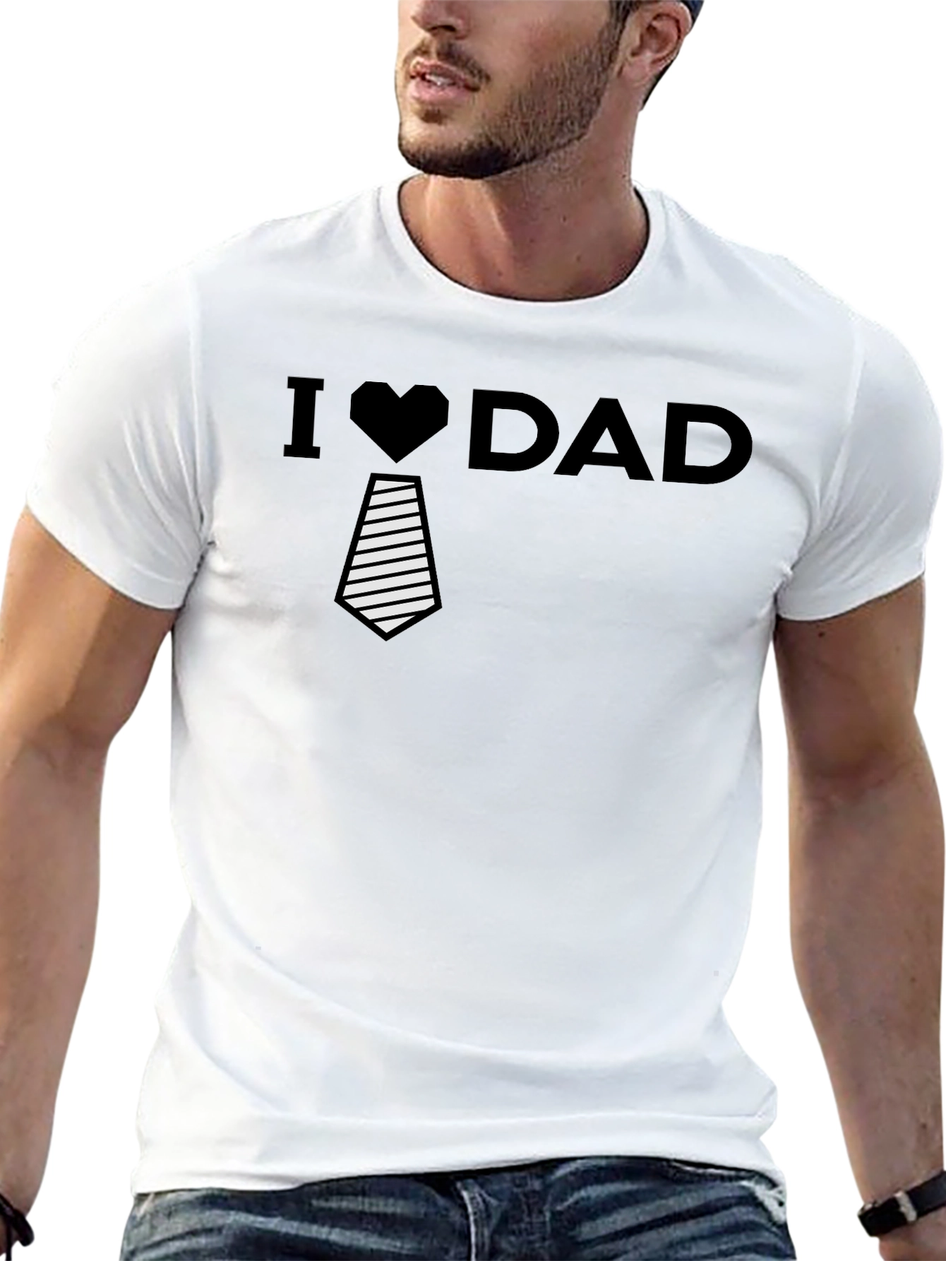 I Heart Dad Mens Black Graphic Tee