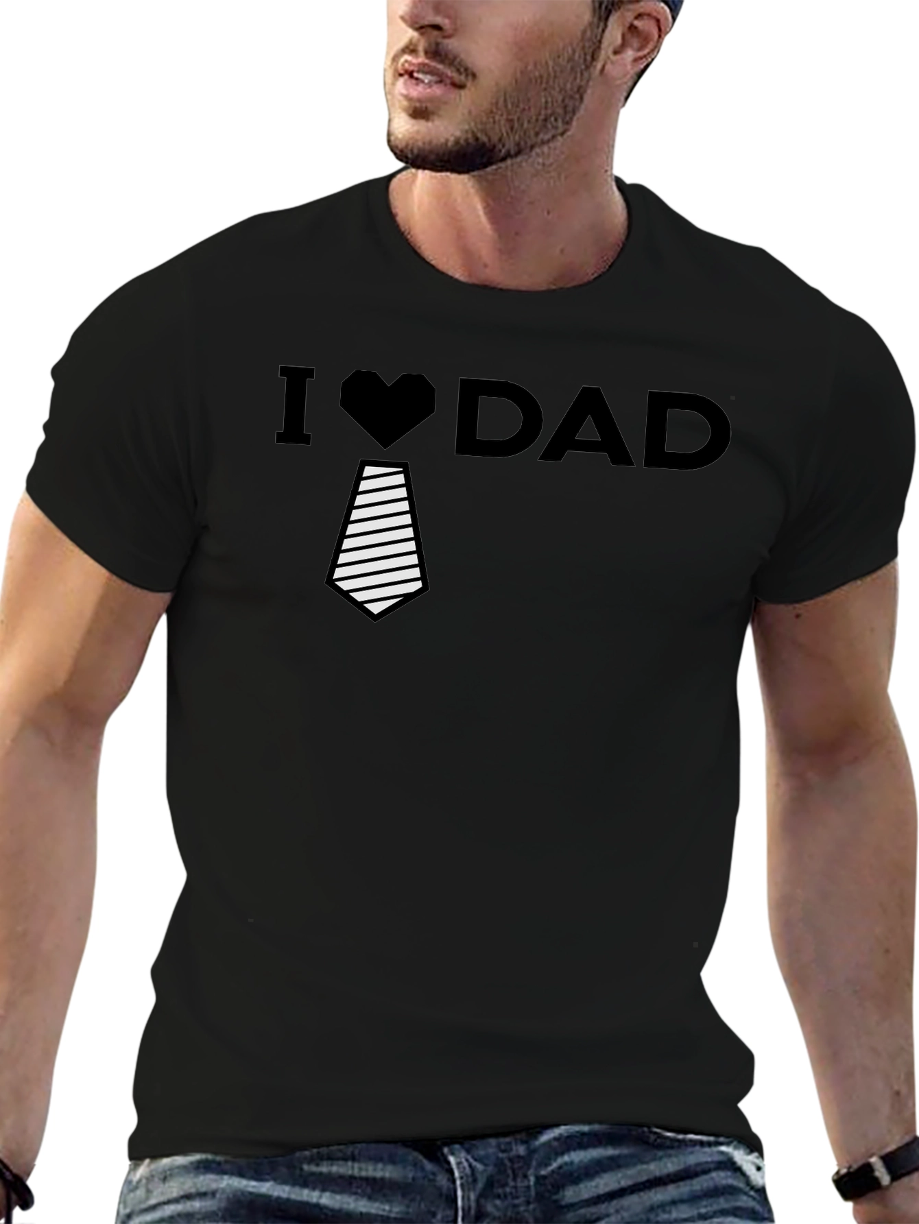 I Heart Dad Mens Black Graphic Tee