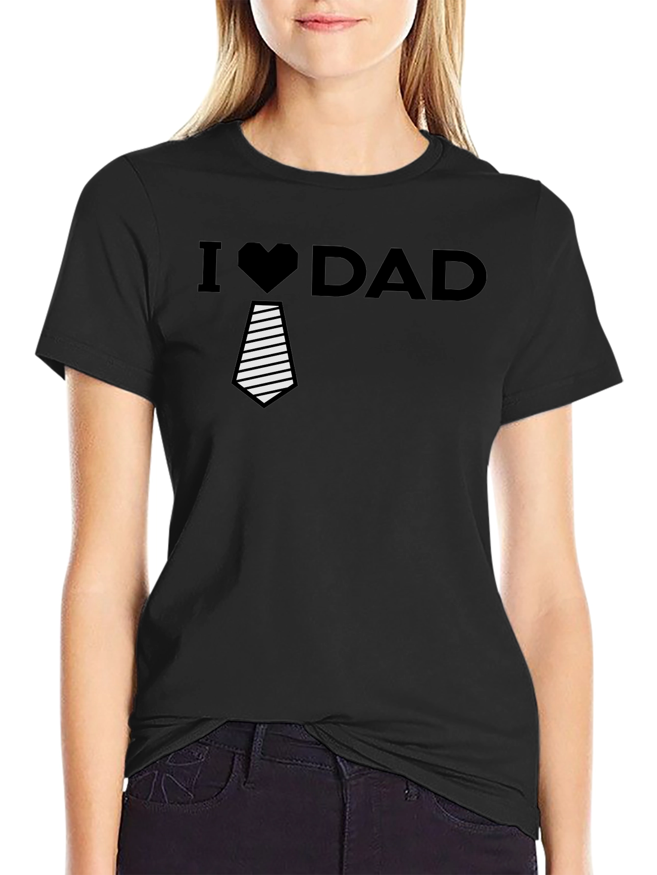 I Heart Dad Mens Black Graphic Tee