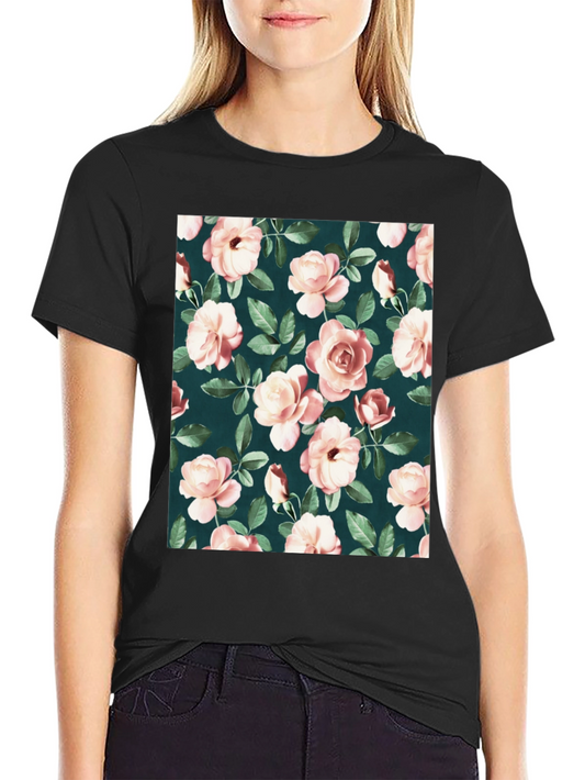 Floral Rose Pattern T-Shirt - Classic Style