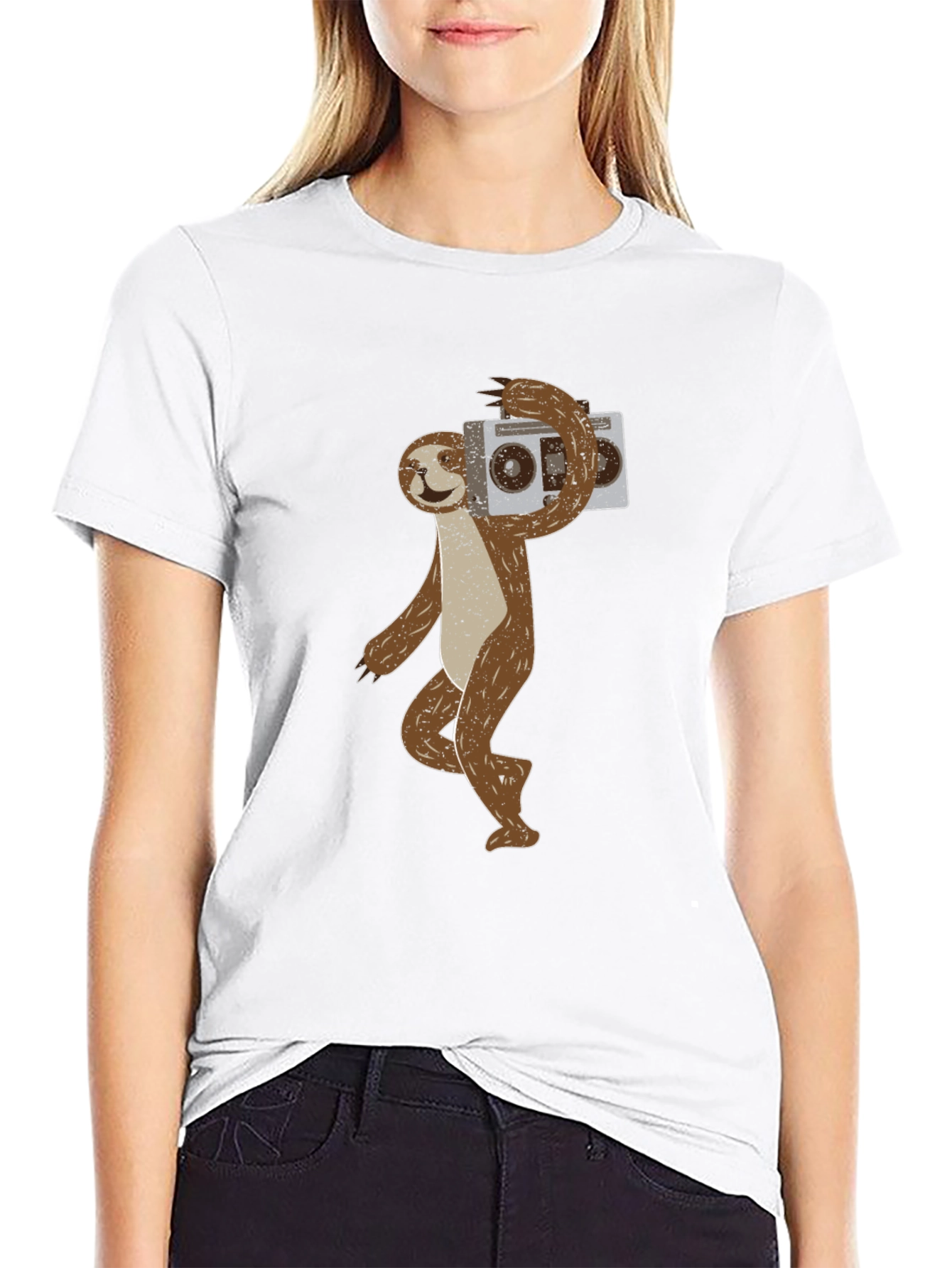 Sloth Boombox Graphic Tee - Funny Animal T-Shirt