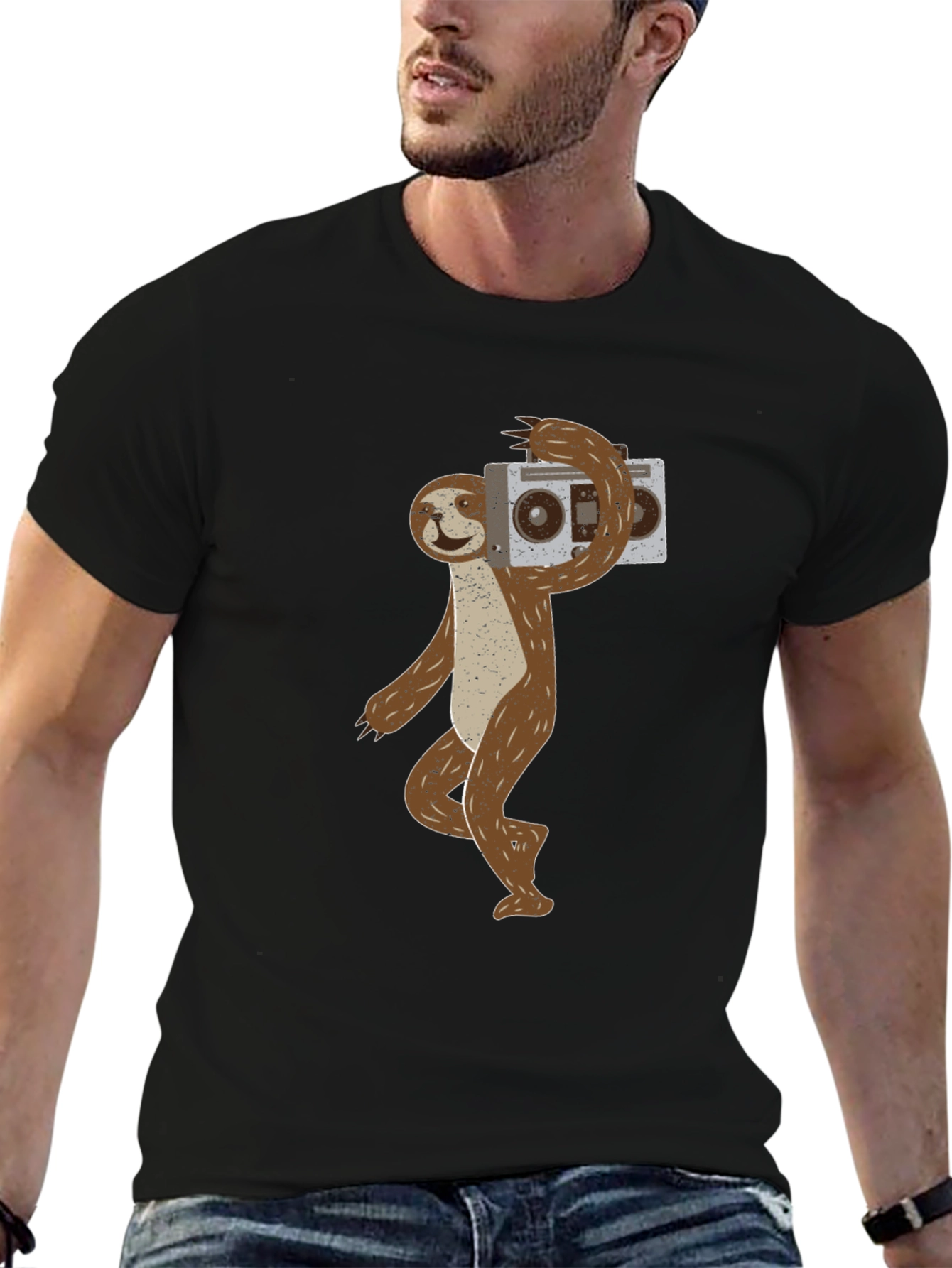 Sloth Boombox Graphic Tee - Funny Animal T-Shirt