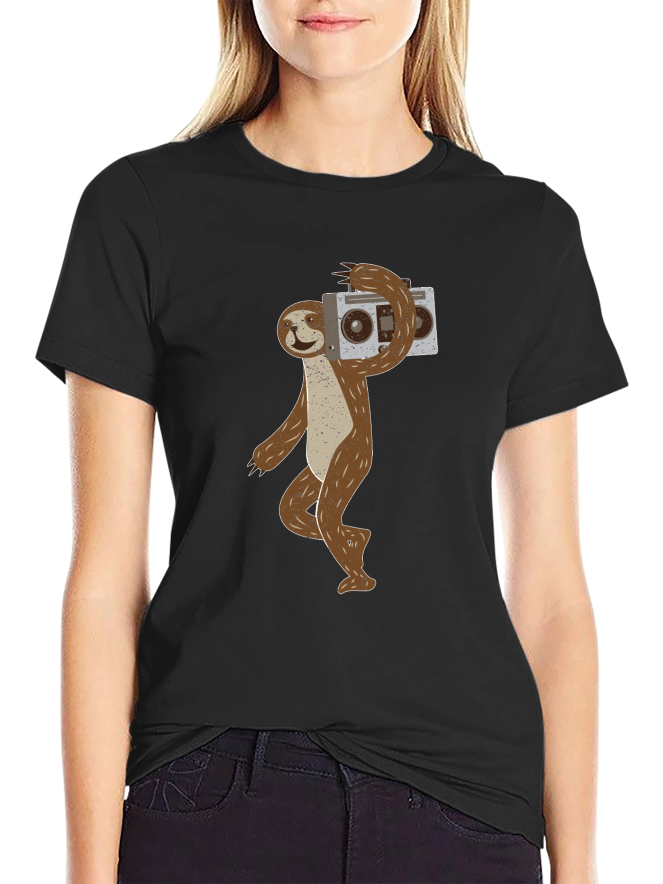 Sloth Boombox Graphic Tee - Funny Animal T-Shirt
