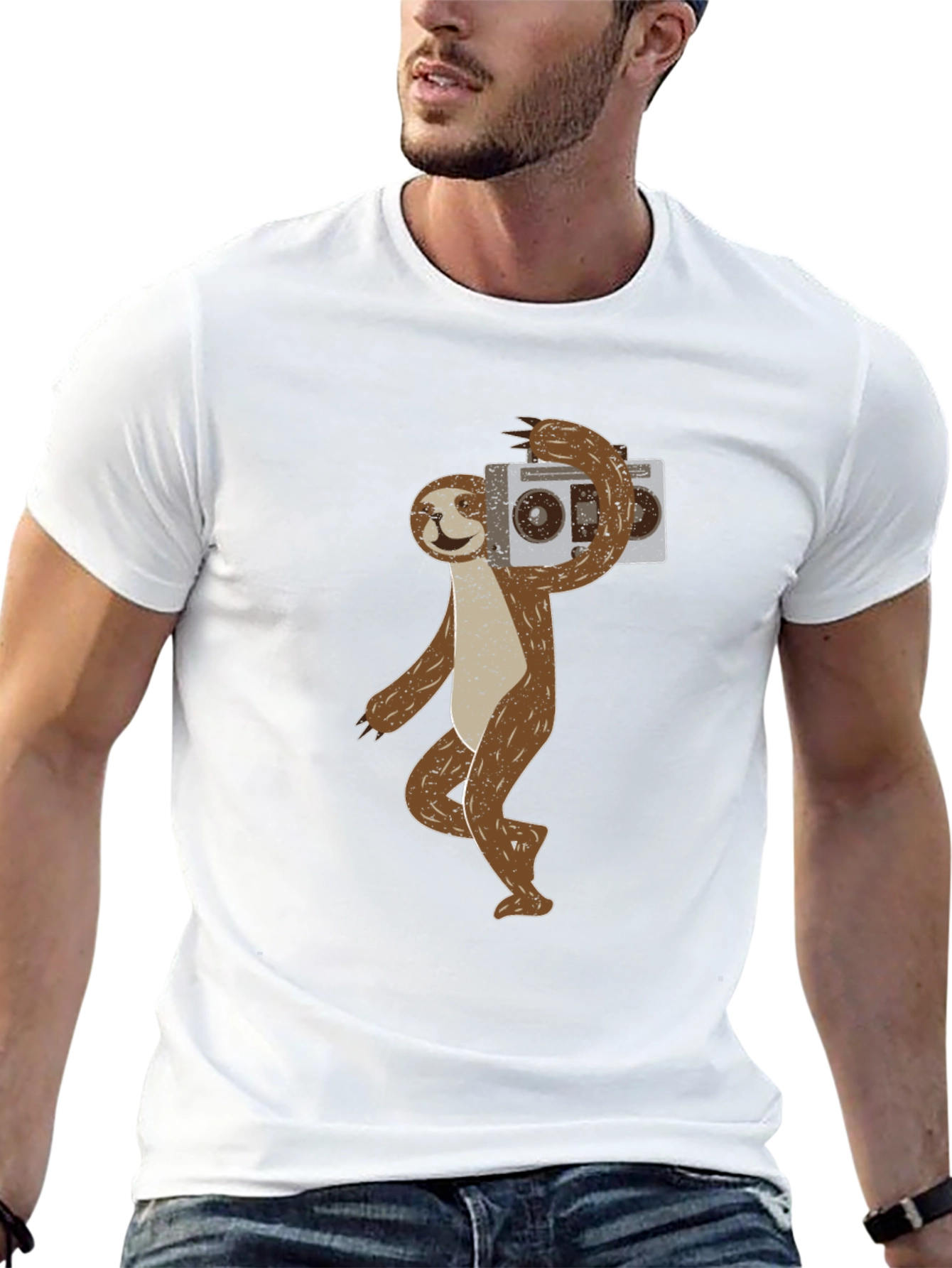 Sloth Boombox Graphic Tee - Funny Animal T-Shirt