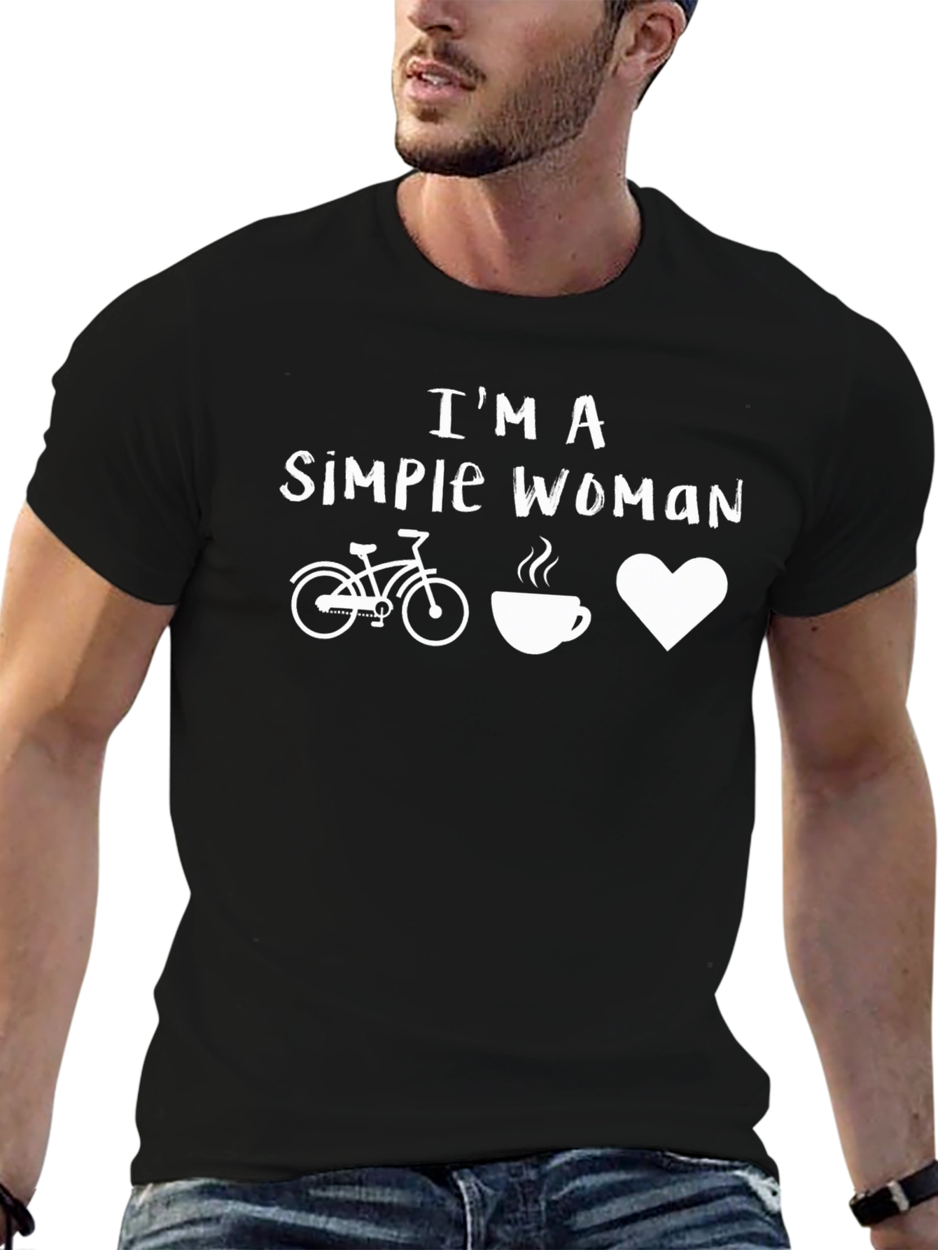 Simple Woman Bike Coffee Heart T-Shirt